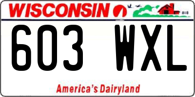 WI license plate 603WXL