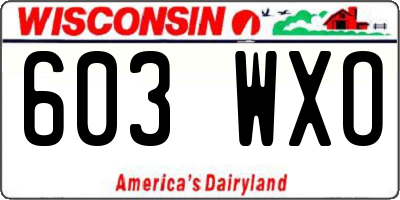 WI license plate 603WXO