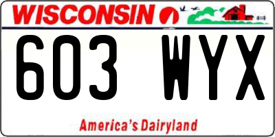 WI license plate 603WYX