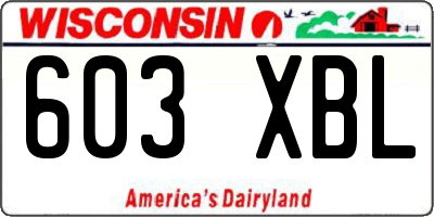 WI license plate 603XBL