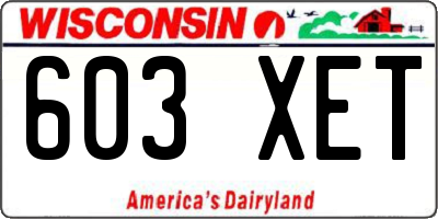 WI license plate 603XET