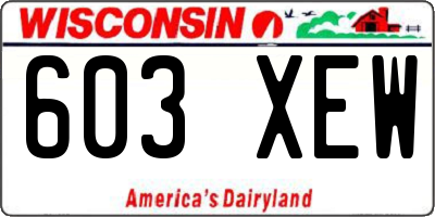 WI license plate 603XEW