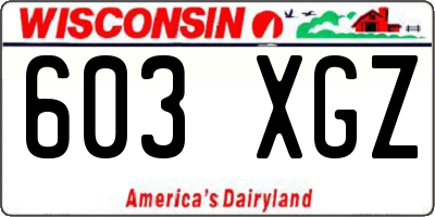 WI license plate 603XGZ