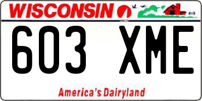 WI license plate 603XME