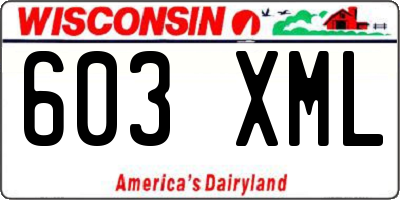 WI license plate 603XML