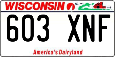 WI license plate 603XNF