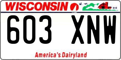WI license plate 603XNW