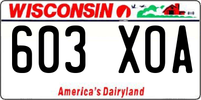 WI license plate 603XOA