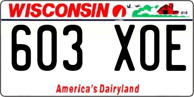 WI license plate 603XOE