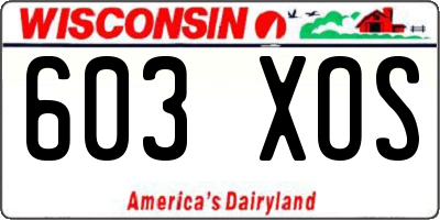 WI license plate 603XOS