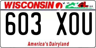 WI license plate 603XOU