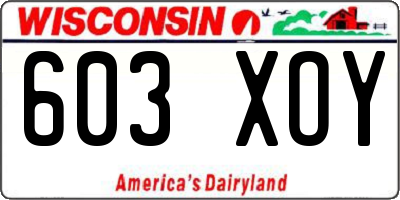 WI license plate 603XOY