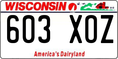 WI license plate 603XOZ