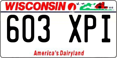WI license plate 603XPI