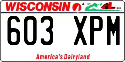WI license plate 603XPM