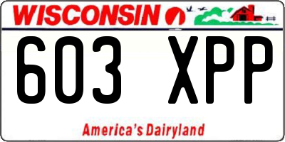 WI license plate 603XPP