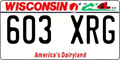 WI license plate 603XRG