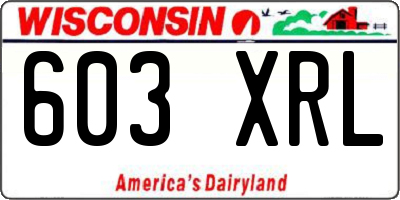 WI license plate 603XRL