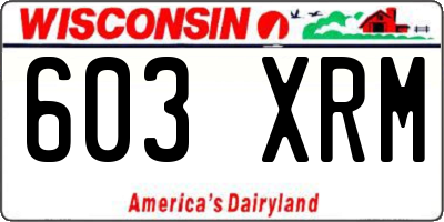 WI license plate 603XRM