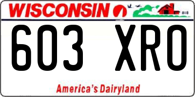 WI license plate 603XRO