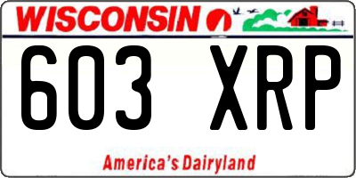 WI license plate 603XRP