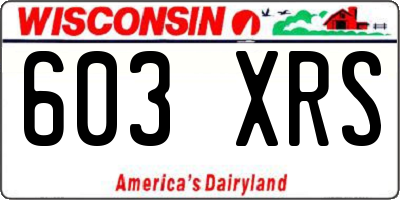WI license plate 603XRS