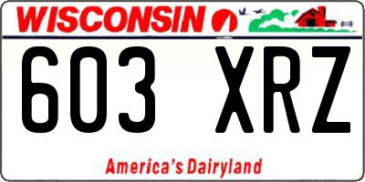 WI license plate 603XRZ