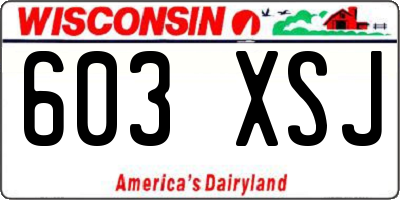 WI license plate 603XSJ