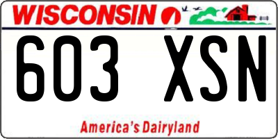 WI license plate 603XSN