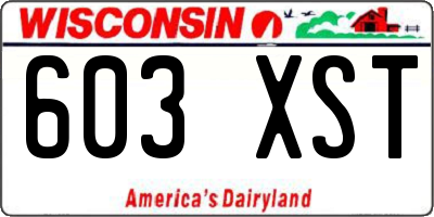 WI license plate 603XST