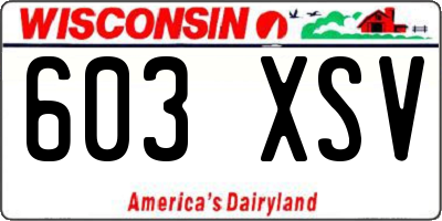 WI license plate 603XSV