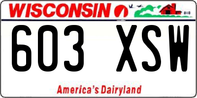 WI license plate 603XSW