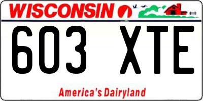 WI license plate 603XTE