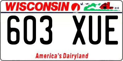 WI license plate 603XUE