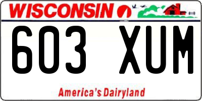 WI license plate 603XUM