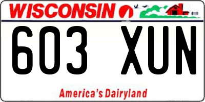 WI license plate 603XUN