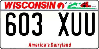 WI license plate 603XUU