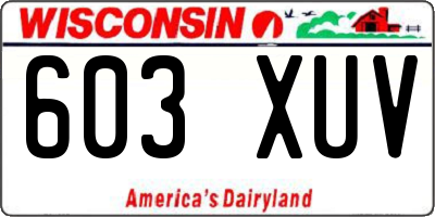 WI license plate 603XUV