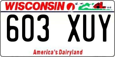 WI license plate 603XUY