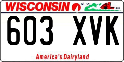 WI license plate 603XVK