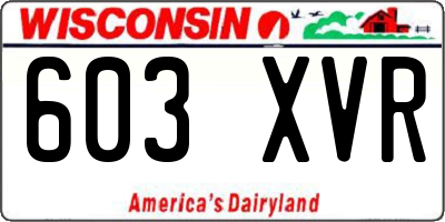 WI license plate 603XVR