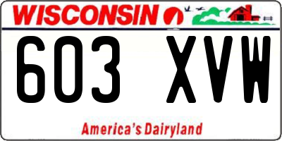 WI license plate 603XVW