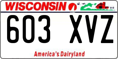 WI license plate 603XVZ