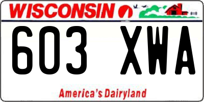 WI license plate 603XWA