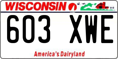 WI license plate 603XWE