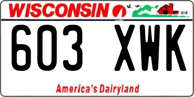 WI license plate 603XWK