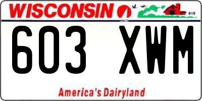 WI license plate 603XWM