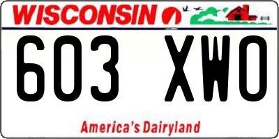 WI license plate 603XWO