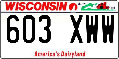 WI license plate 603XWW
