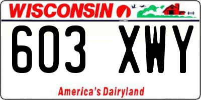 WI license plate 603XWY